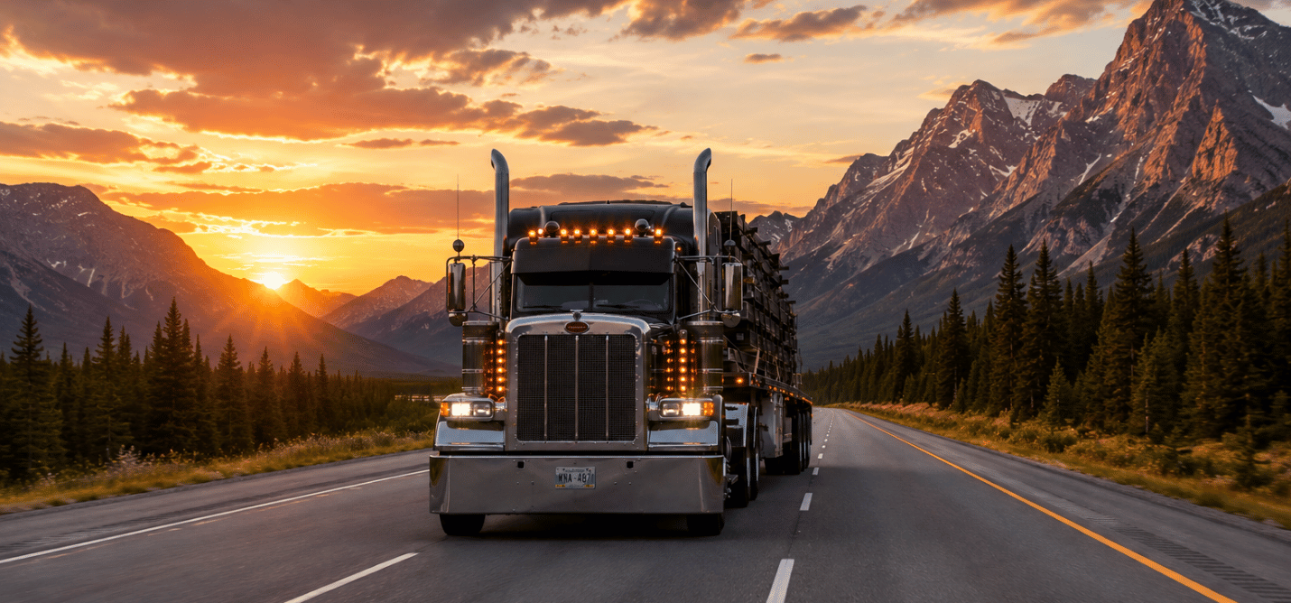 Steel and lumber loaded for flat deck transport
